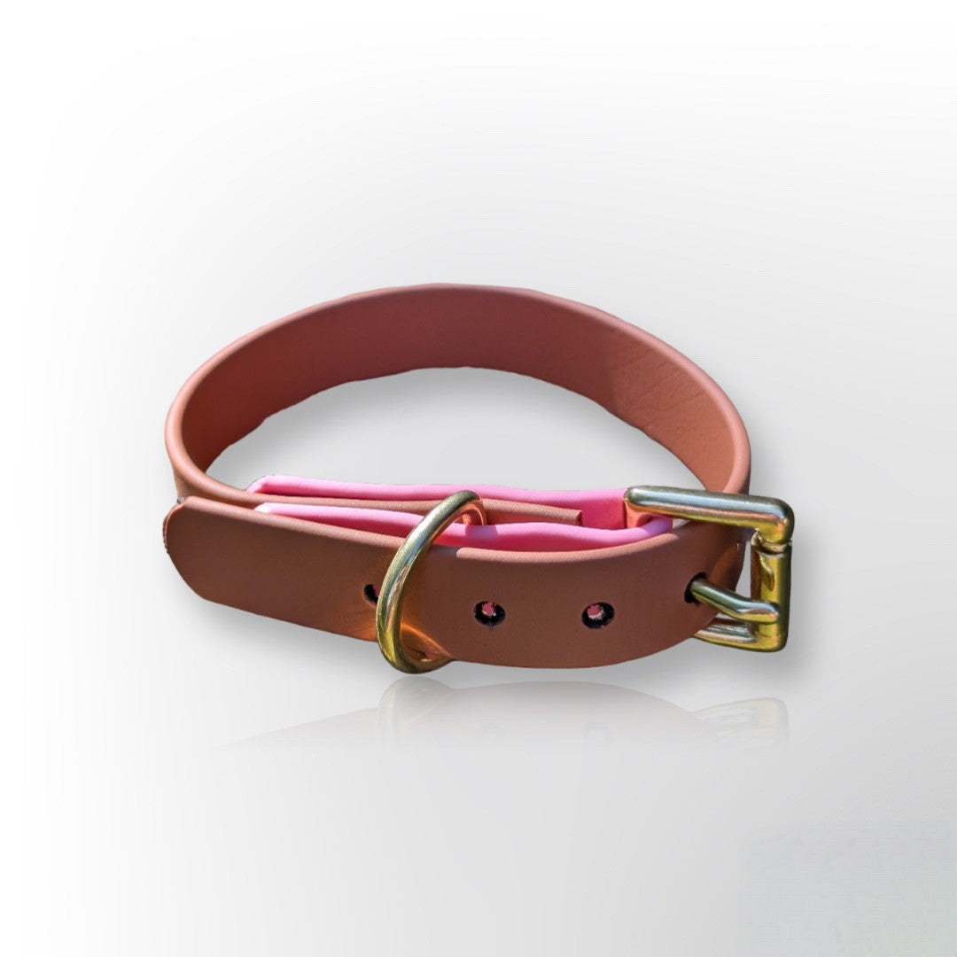 Two Tone Pink & Light Brown Dog Collar